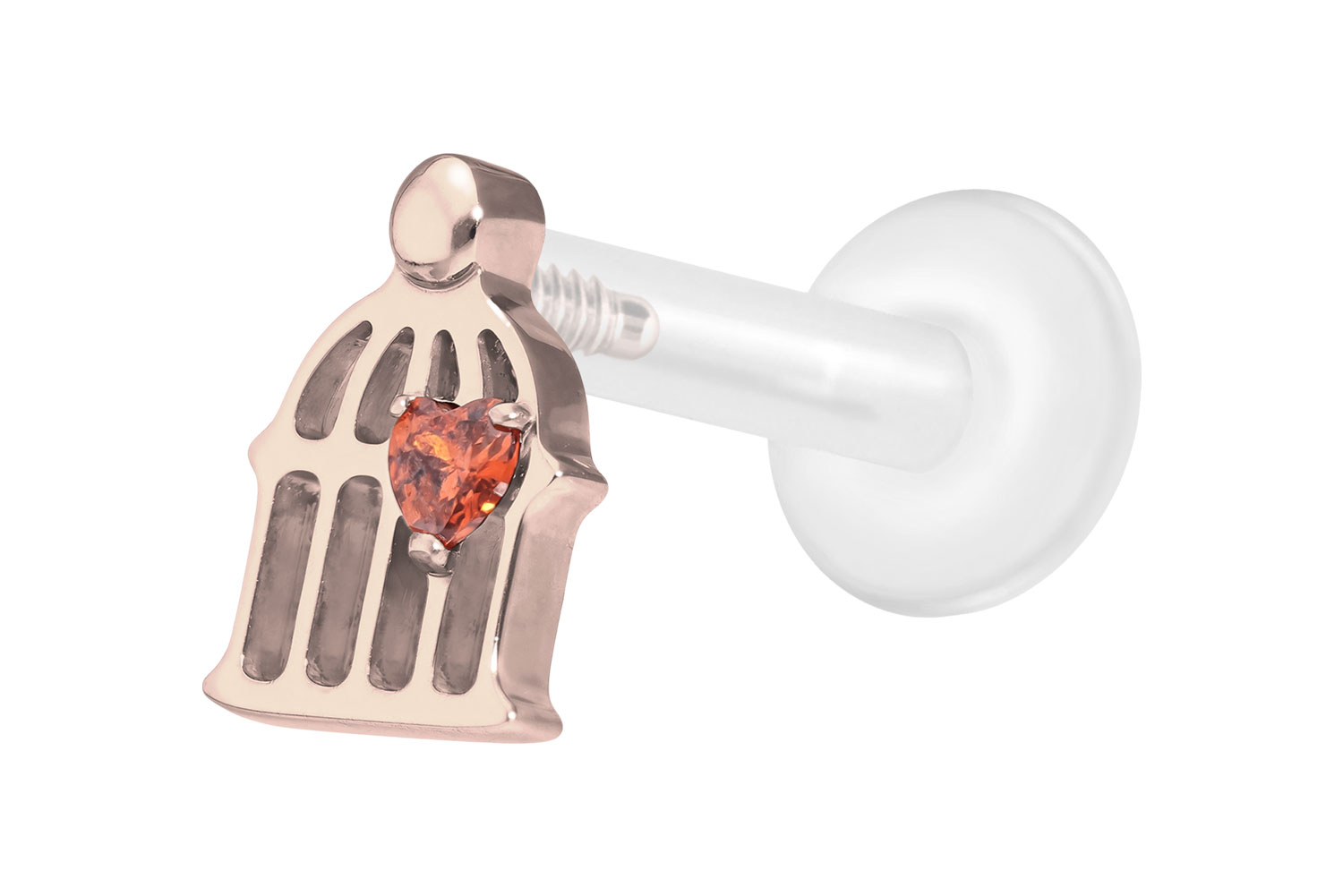 PTFE Labret Piercing mit Innengewinde + Titan-Aufsatz KÄFIG